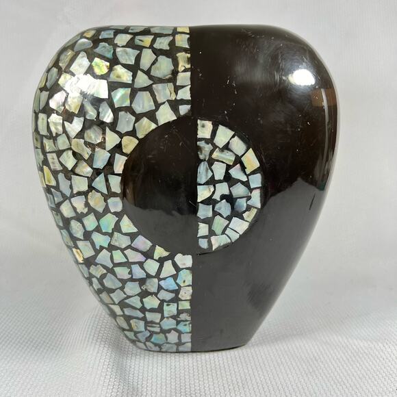 Pier 1 Black Vase with abalone Inlay - Picture 1 of 12